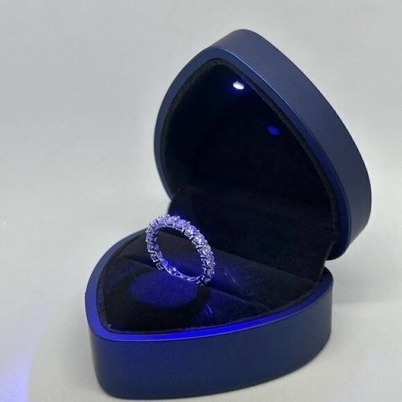 Moissanite Diamond Eternity Band Wedding Ring GRA Certified Size 8 - Picture 5 of 11